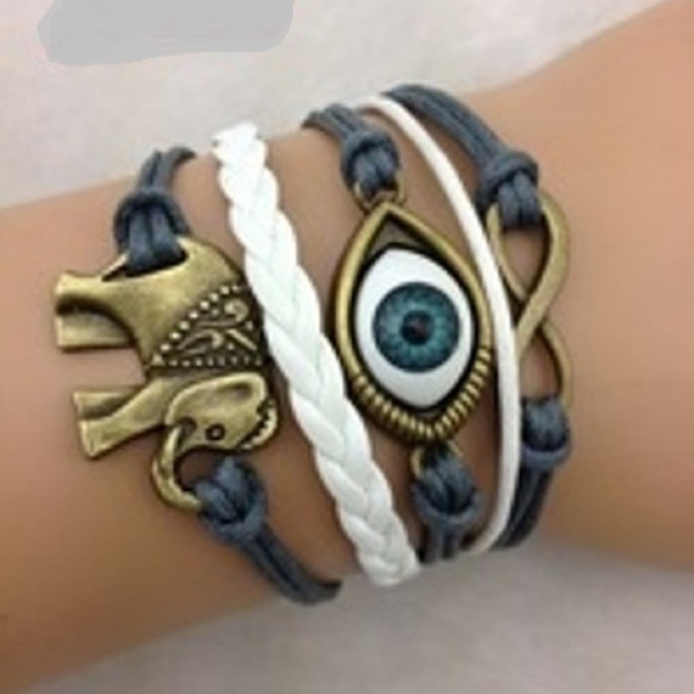 Arm Charm Bracelets Elephant/Eye/White