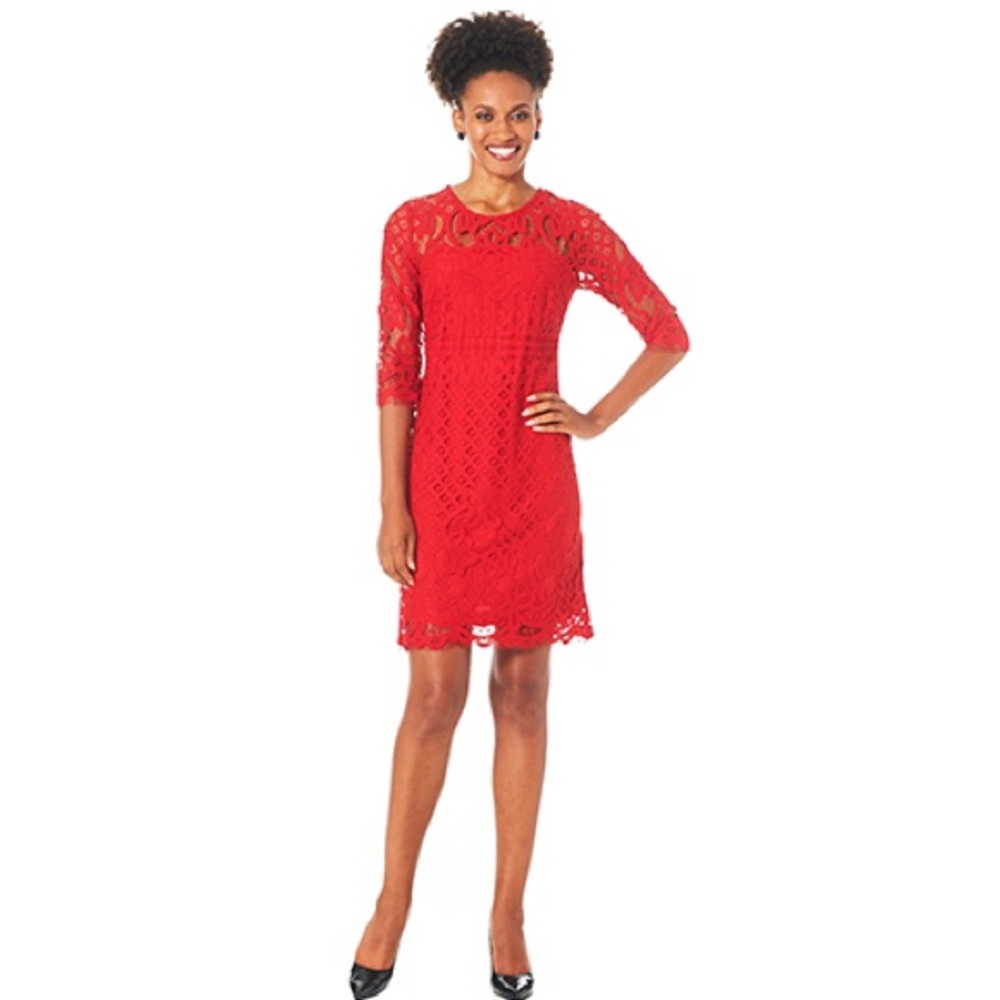 Feminine Red Lace Dress