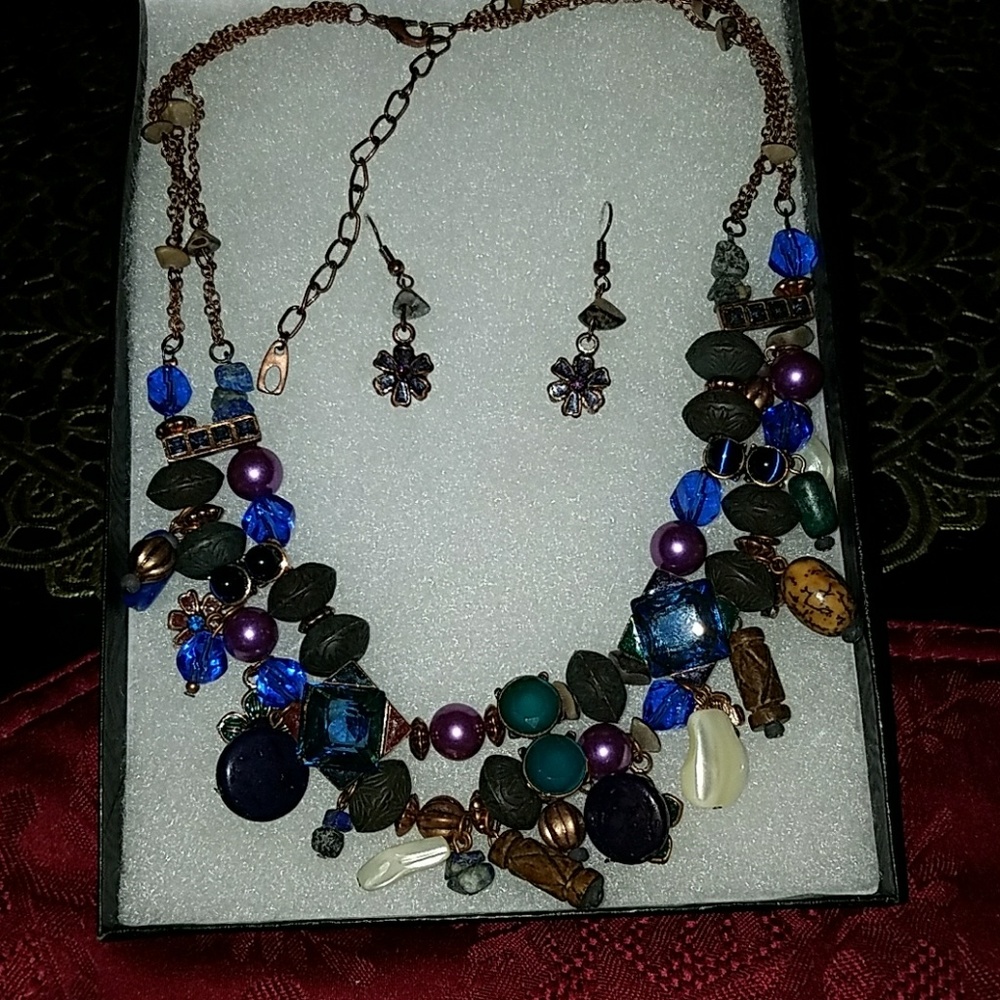 Jewelry Multicolor Necklace with Eearring