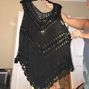 Black Crochet Cover Up