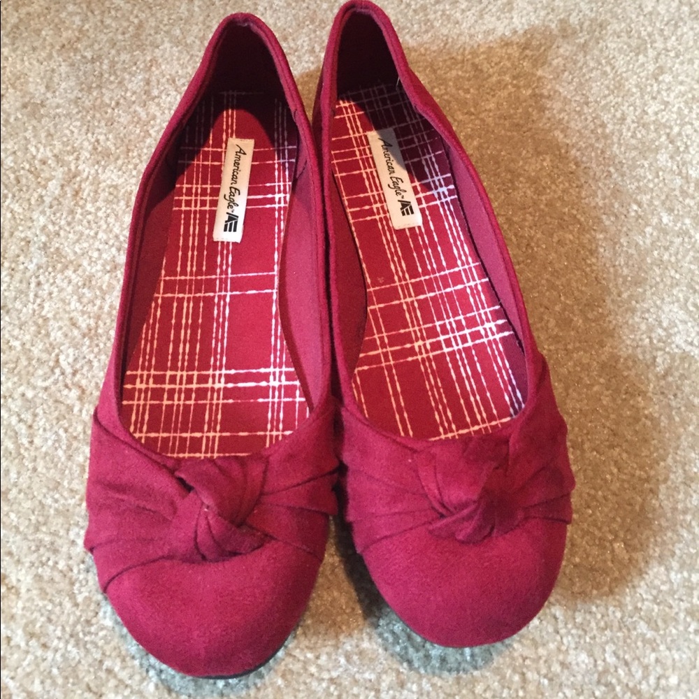 Red velvet ballet flats