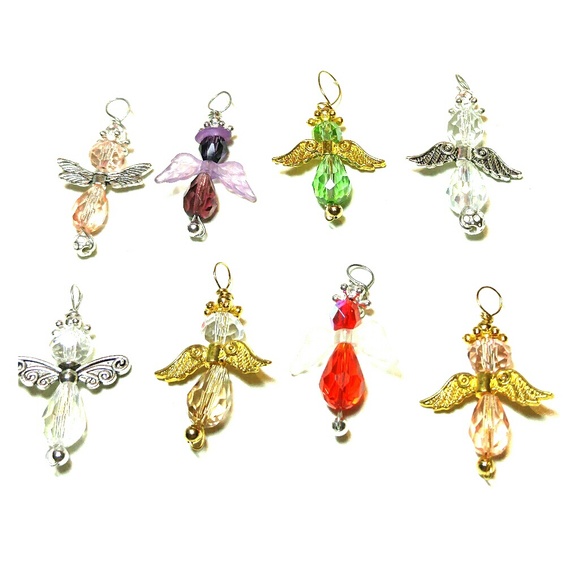 #0009 (7) Medium Swarovski Crystal Angel Pendants - Picture 1 of 5