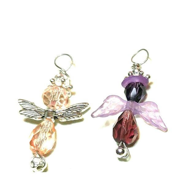 #0009 (7) Medium Swarovski Crystal Angel Pendants - Picture 2 of 5