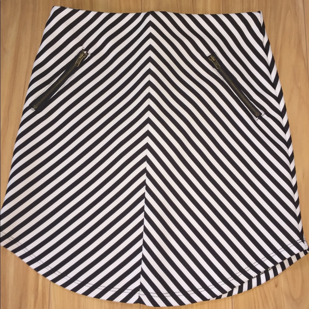 Black & White Striped Mini Skirt