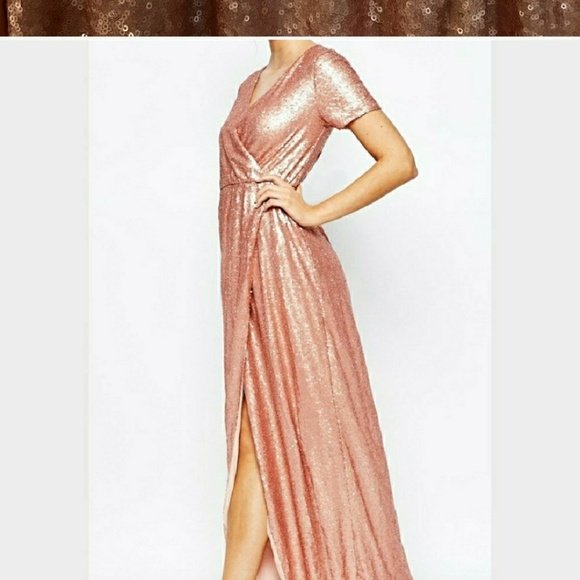 Asos Dresses & Skirts - Asos Rose Gold Sequin Maxi Gown New !!! 👀