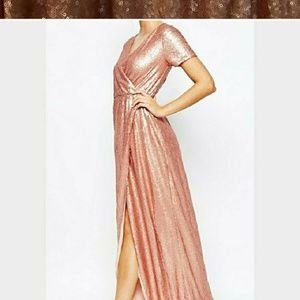 Asos Rose Gold Sequin Maxi Gown New !!! 👀