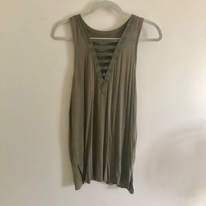 Forest Green Tank with Lace up details