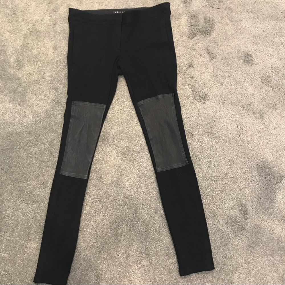 Theory pants with leather patches