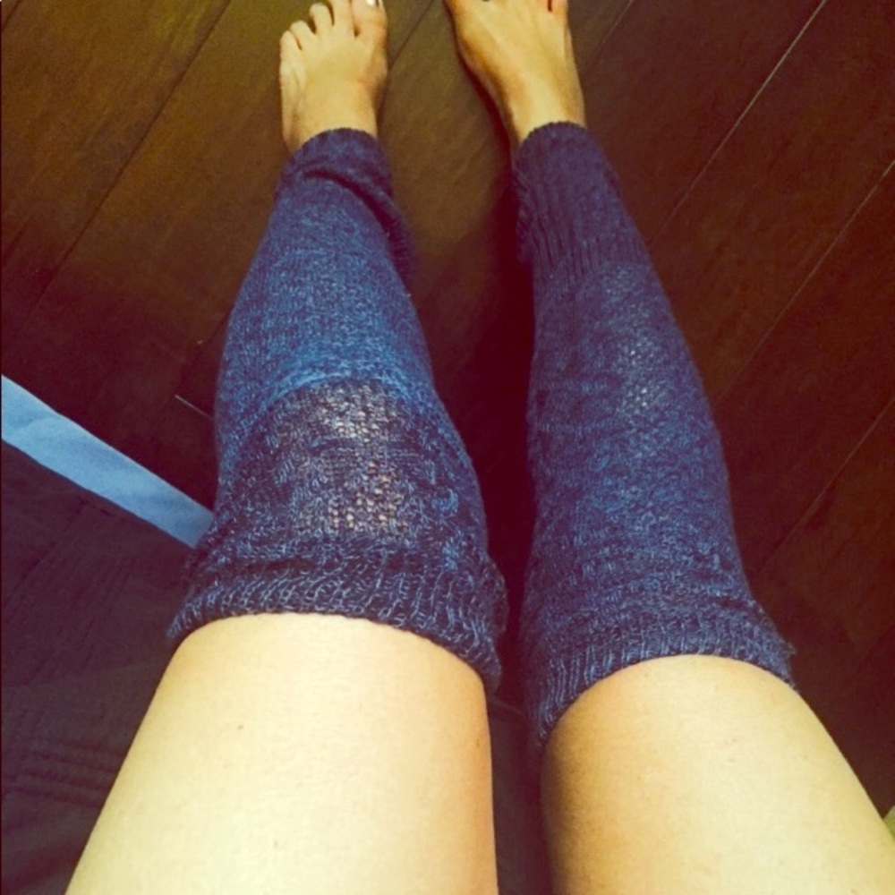 Blue leg warmers