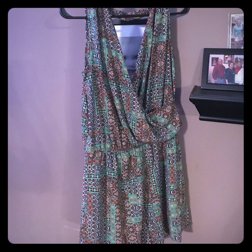 Green pattern romper