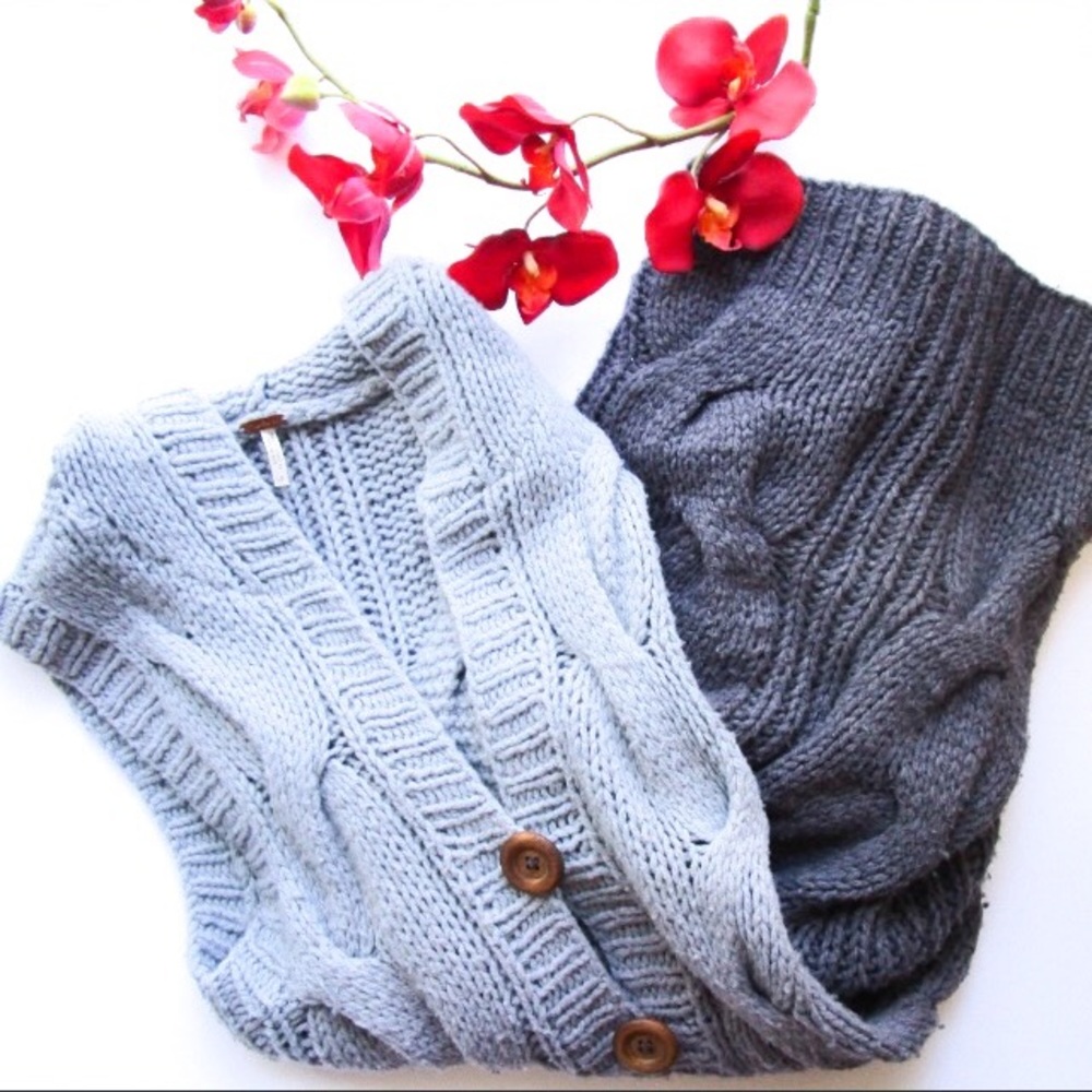Free people grey ombre long sleeveless sweater