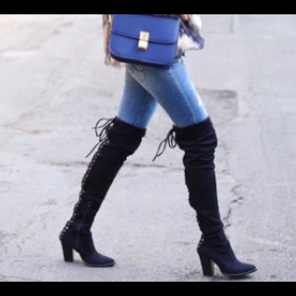 Aldo knee high tie back boots