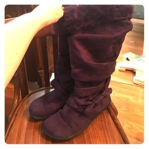Purple suede boots
