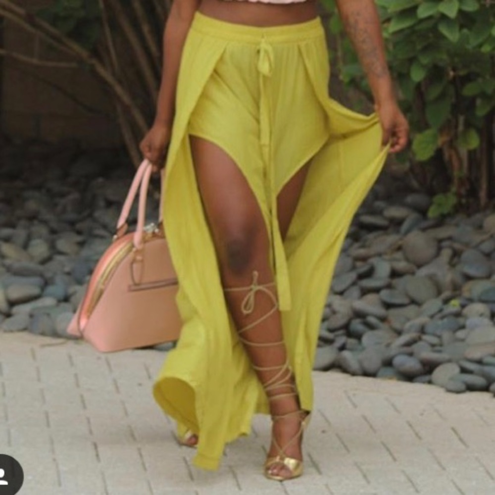 Deep Orange Fluid Split Pants