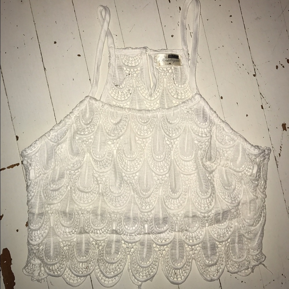 LF Rumor Boutique white lace crop top