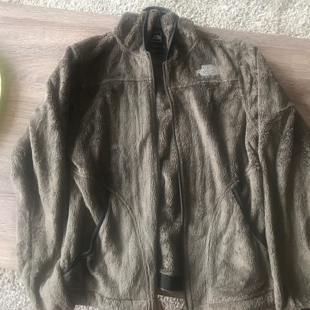 The North Face brown fuzzy jacket