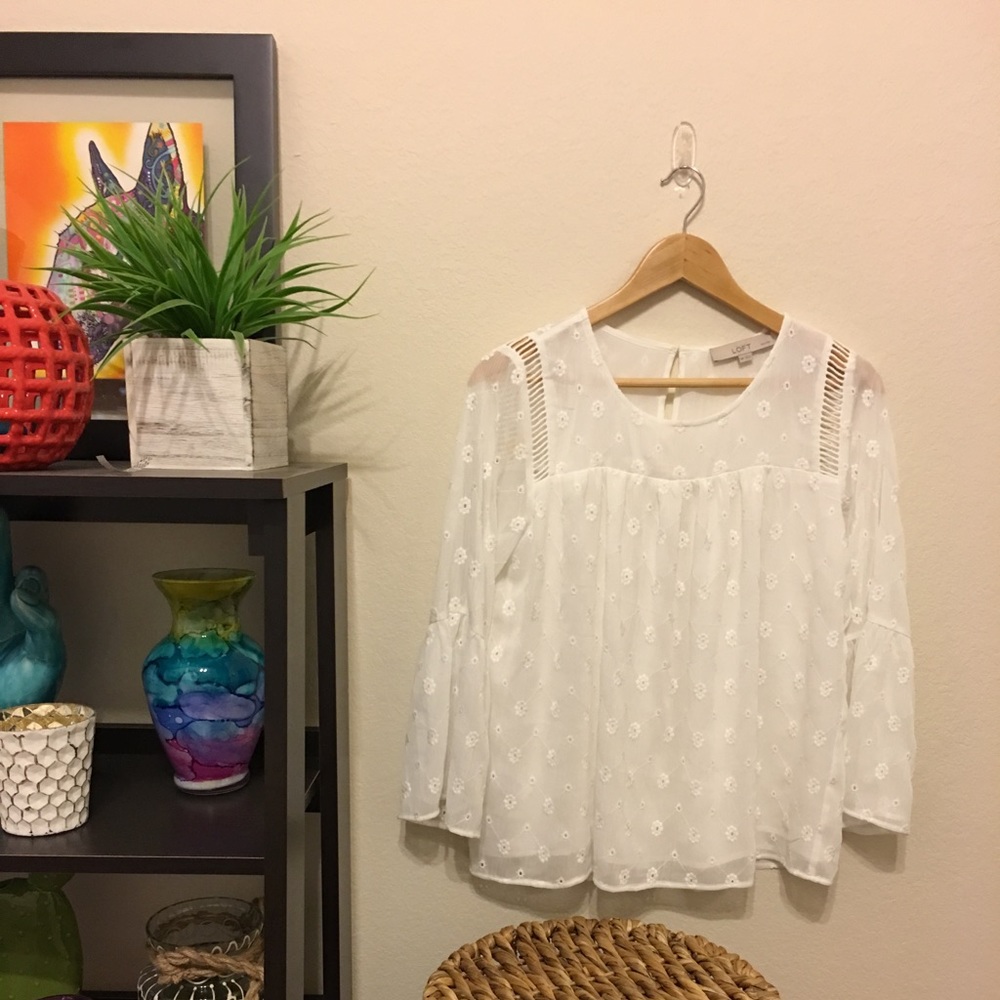 White ruffle sleeve top