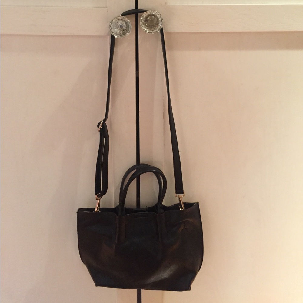 Black cross body tote