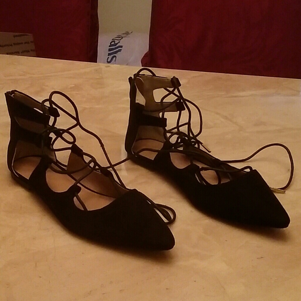 Black suede flats