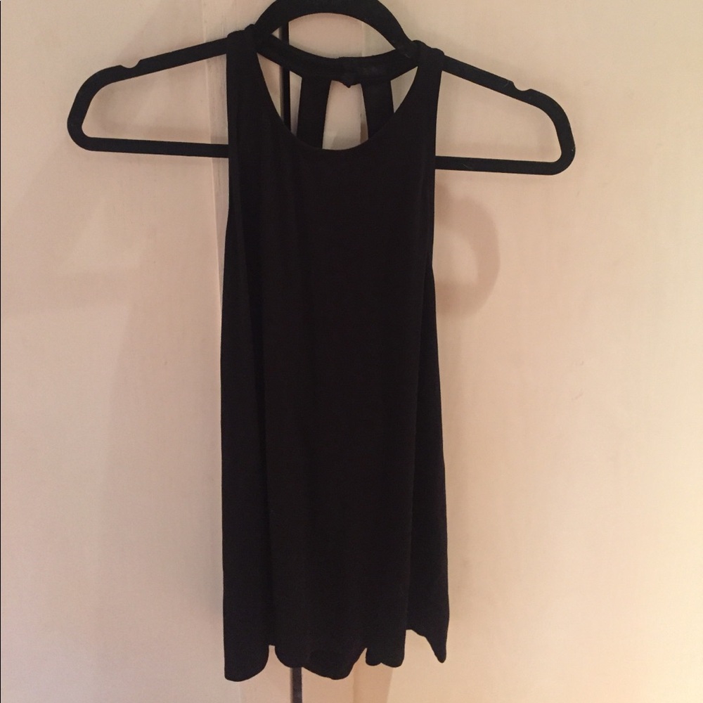Black, open back tank top