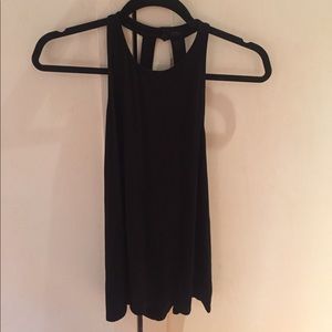 Black, open back tank top