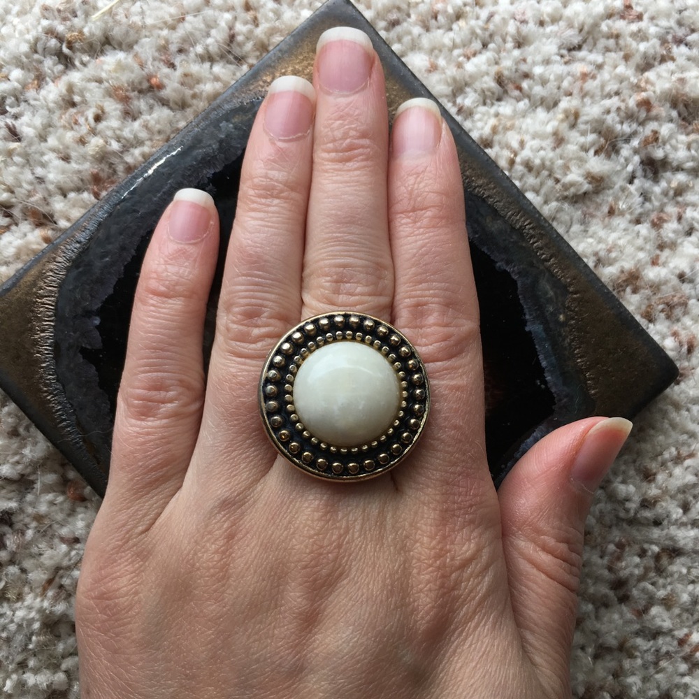 Cream Sundial Statement Ring