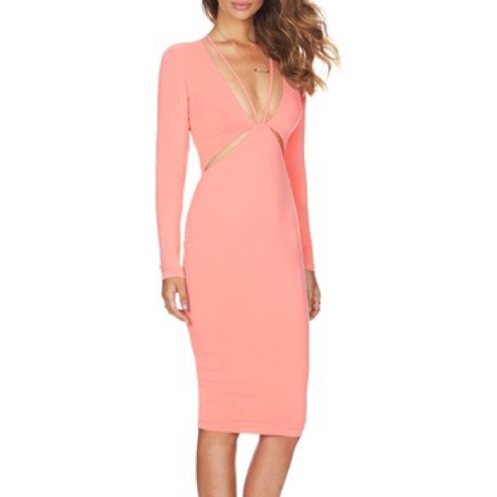 BNWT Nookie Paradise Long Sleeve Dress in Peachy