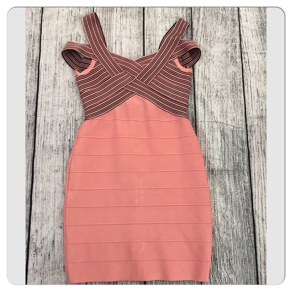 Sexy Peach Black Bandage Dress