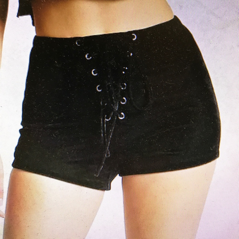 Velvet lace up shorts