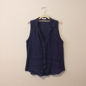Equipment Navy Button-Down Blouse