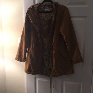 beige longline fish tail parka