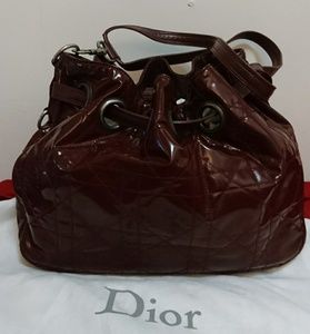 Auth. C. Dior Cannage Quilted Drawstring Bag