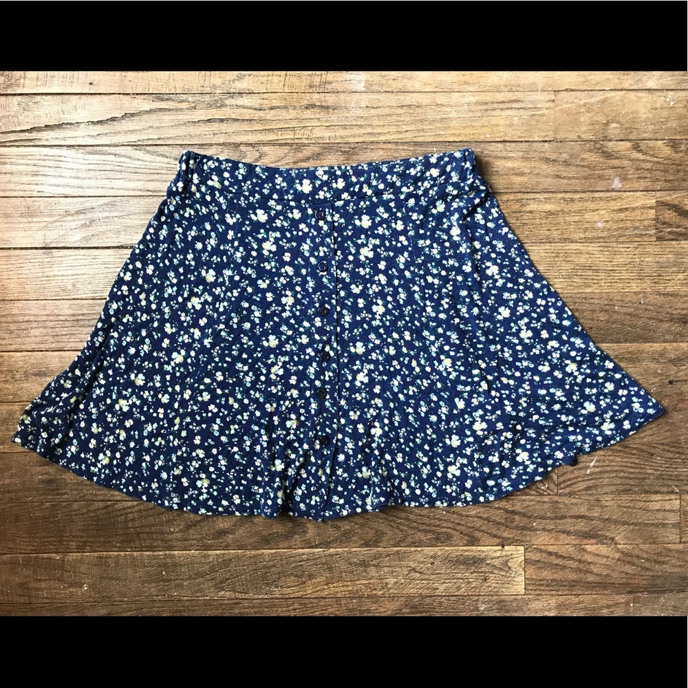 Navy blue floral skater skirt