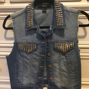 F21 Studded denim vest