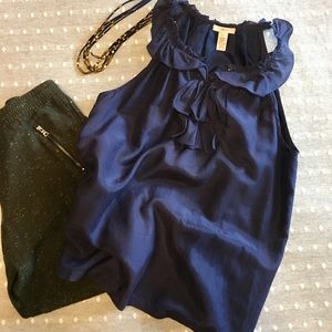 JCrew - silky blouse, ruffled neck (xs)
