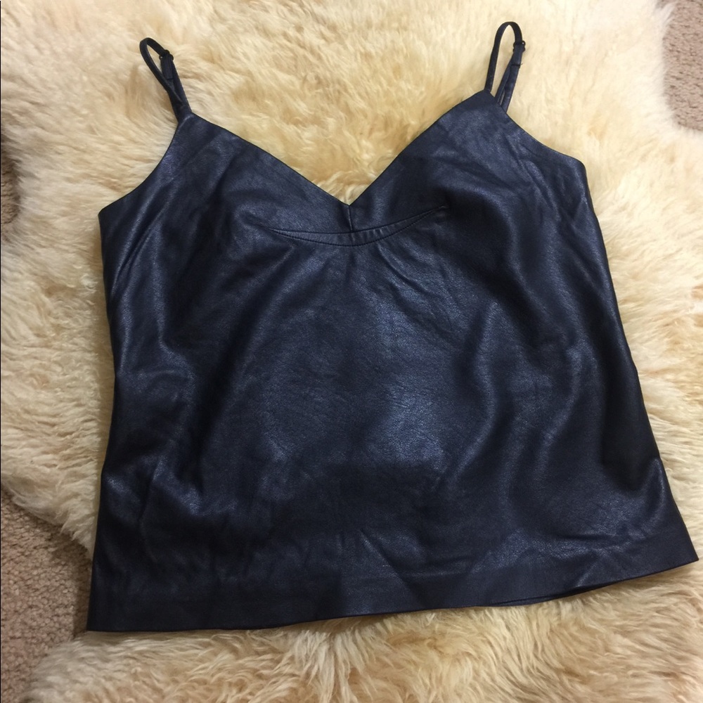 BCBGMAXAZRIA faux leather tank top
