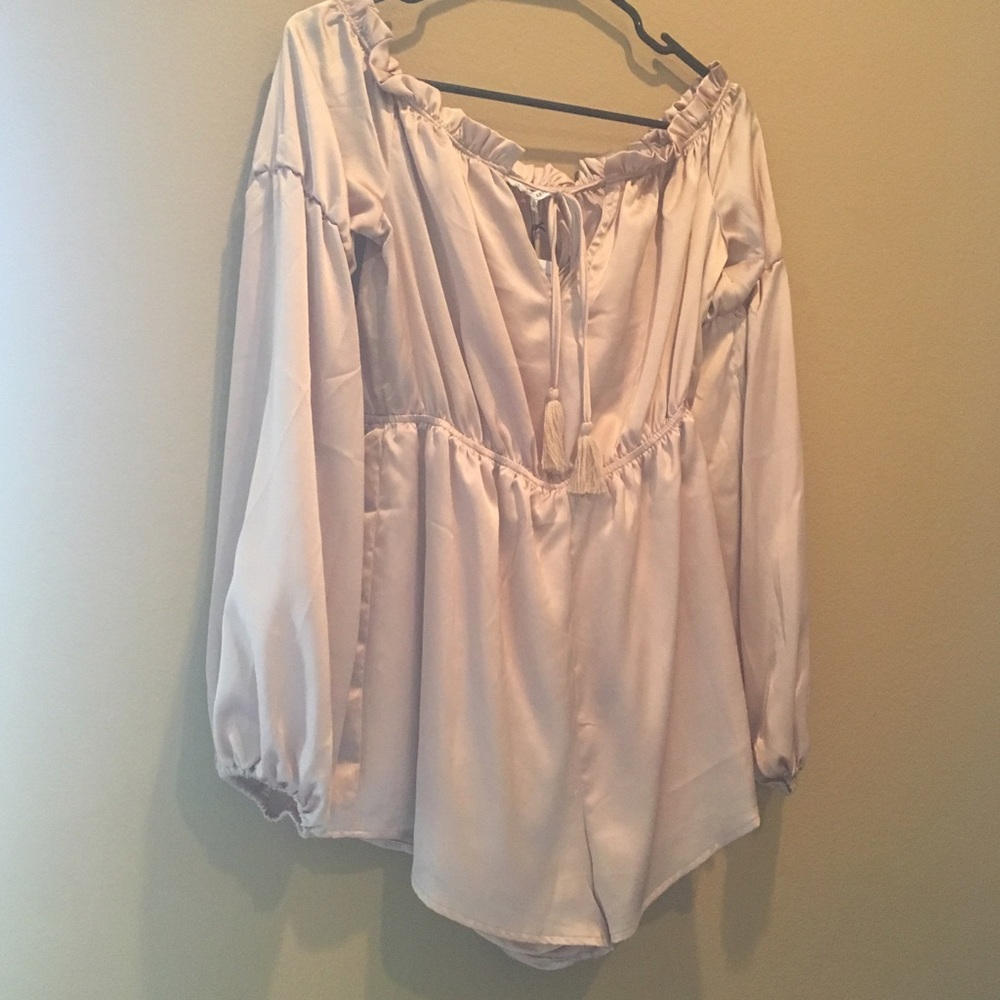 Satin Off-the-Shoulder Romper