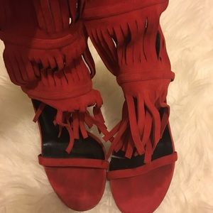 Gucci Shoes - Gucci fringe heels in Red . Size 37 worn twice . Gucci Shoes - Gucci fringe heels in Red . Size 37 worn twice .