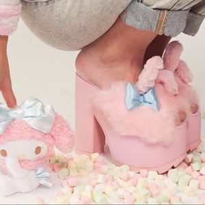 YRU Sanrio My Melody Faux Fur Heels