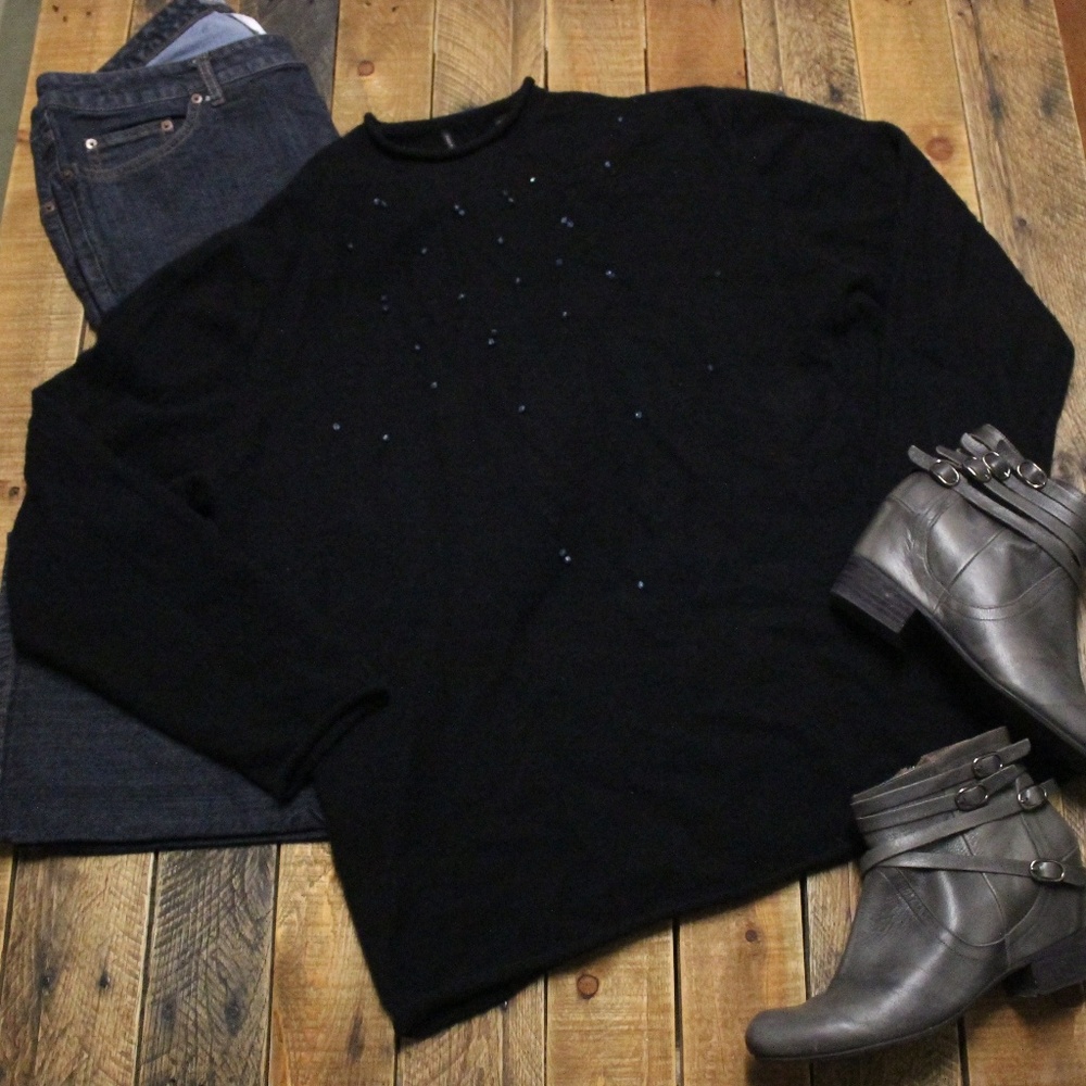 Isda & Co 100% cashmere black sweater size XL