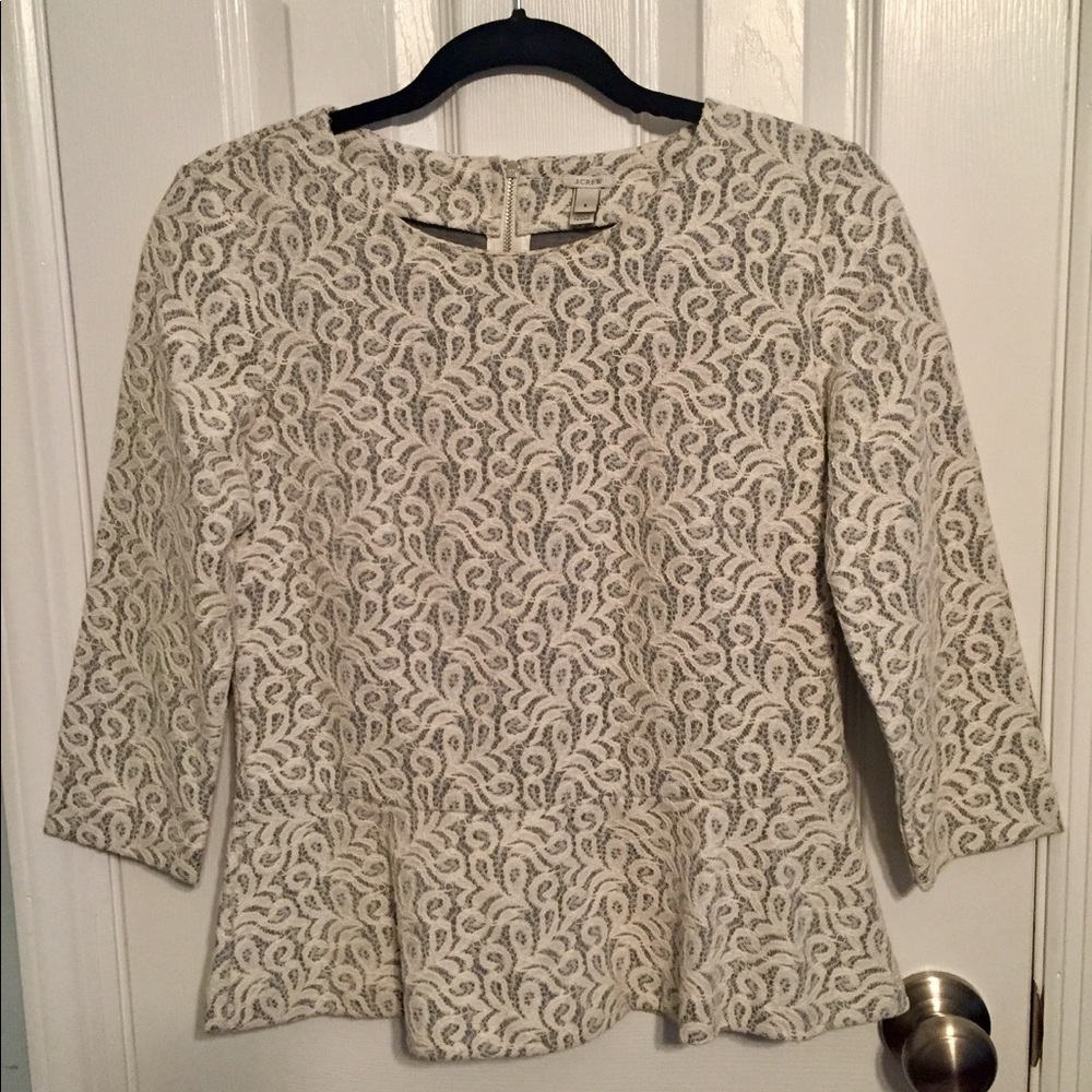 J. Crew Lace Peplum Top