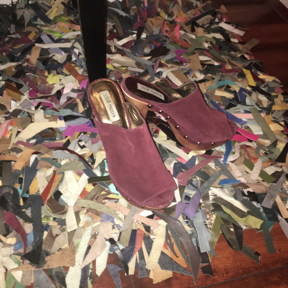 Steve Madded suede high heel clogs