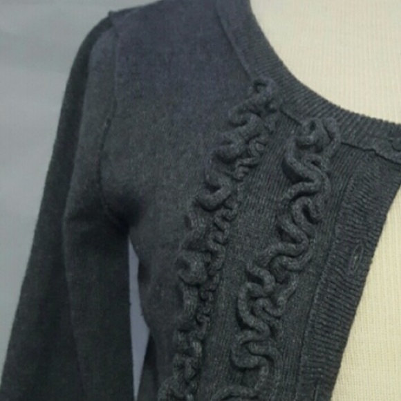Gray Ruffled Cardigan Medium - Picture 2 of 4