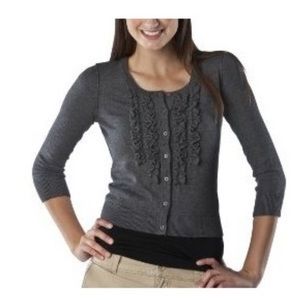 Gray Ruffled Cardigan Medium