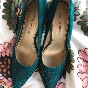 Audrey Brooke Green Suede Heels