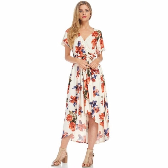 BUY 1, GET 1 FREE! Hi-Lo Wrap Floral Maxi Dress - Picture 2 of 4