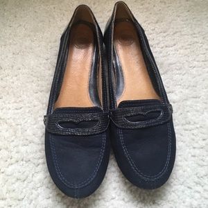 Navy blue loafers leather lining