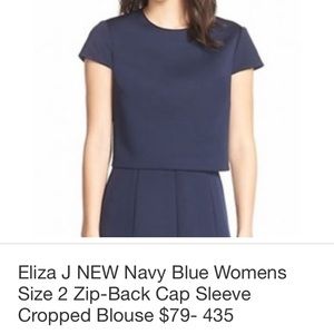 Eliza J Navy Scuba Crop Top