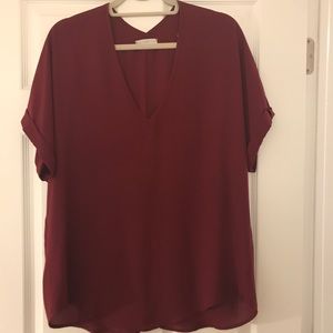 Nordstrom - Lush - V neck Top - Dark Red - L