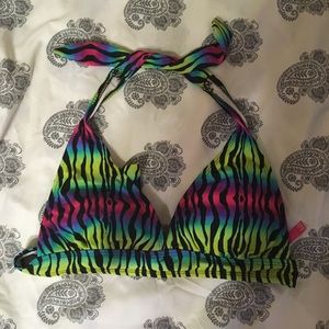 Rainbow Zebra Print Bikini Top